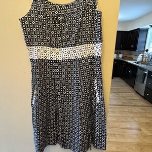 White House Black Market Geometric Black and White Midi Dress